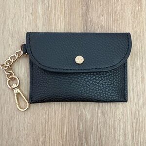 Anne Klein Black Pebbled Faux Leather Keychain Wallet